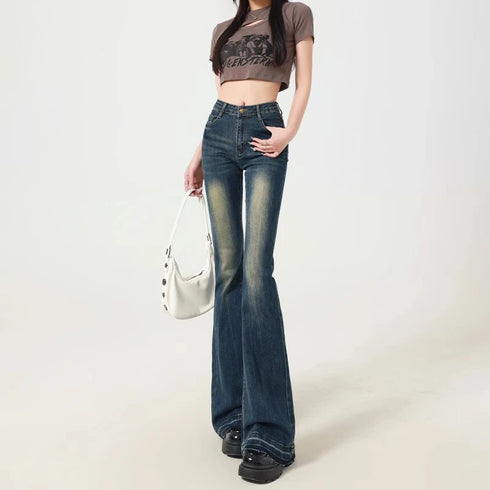 Women's Blue Flare Jeans - Vintage 2000s Style