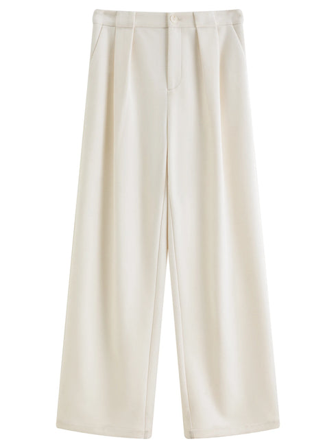 FSLE High-Waisted Straight-Leg Knit Trousers