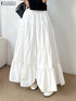 Korean Style Tiered Maxi Skirt with Elastic Waist