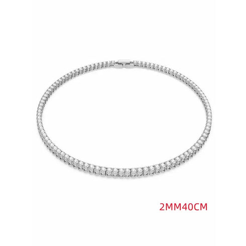 925 Sterling Silver Necklace Zircon Chain Charm Jewelry