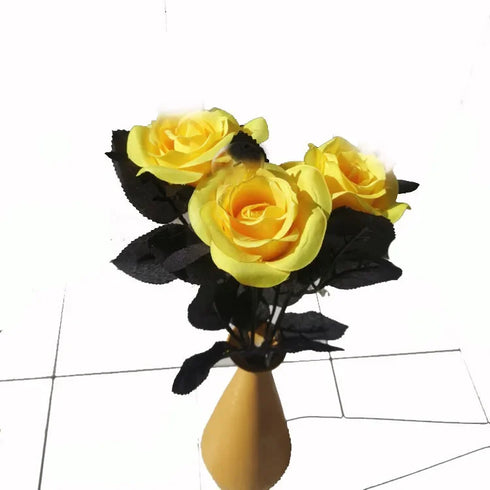 5pcs Silk Black Rose Artificial Flower Heads