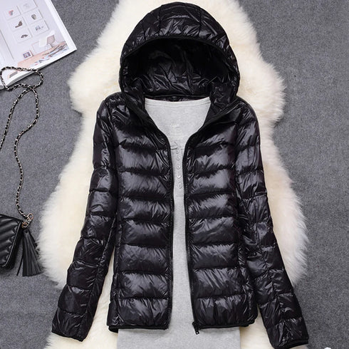Women’s Lightweight Hooded Puffer Jacket in 15 Colours