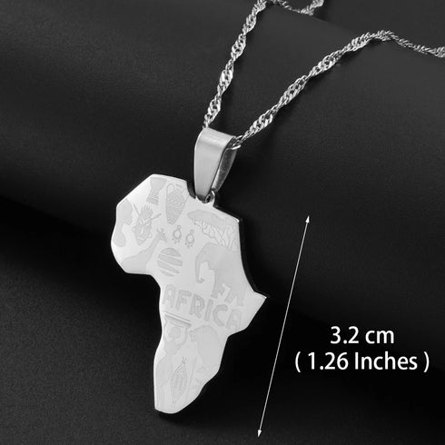 Anniyo Africa Map Pendant Necklace - Silver & Gold