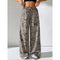 Plus Size Leopard Print Wide Leg Trousers