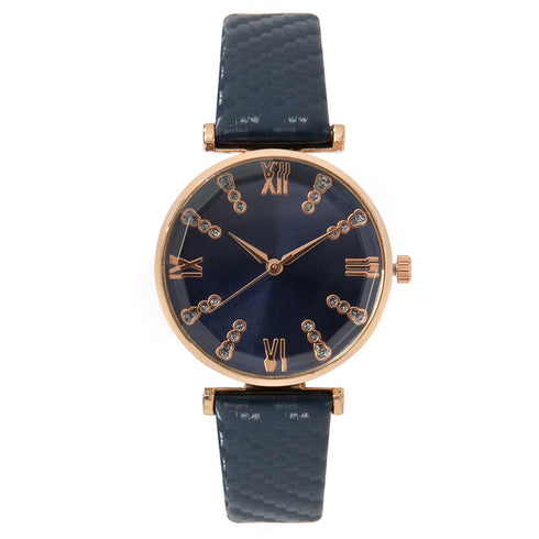 Luxury Ladies Diamond Roman Design Quartz Watch - Green Strap