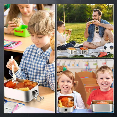 4Pcs Stainless Steel Bento Box Food Storage Containers