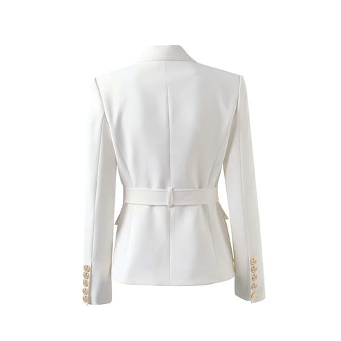 Classic Double Breasted Women's Blazer with Belt
