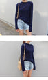 Casual Long Sleeve T-Shirt in Blue and Navy