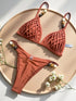 Brown Push Up Bikini Set with Pearl Detail