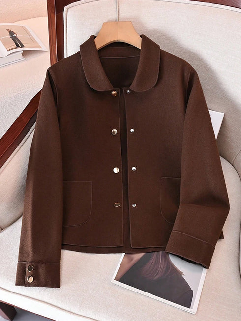 Classic Solid Woolen Coat for Women