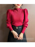 Slim Fit Turtleneck Sweater with Puff Sleeves