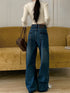 Women's High Waist Wide Leg Denim Jeans in Navy
