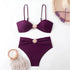 High Waist Bandeau Bikini Set in Purple