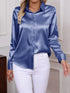 Elegant Turn-down Collar Button-front Satin Long Sleeve Women's Shirt for Daily Commute And Business Casual Wear