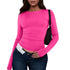 Womens Long Sleeve Bodycon Crop Top - Solid Colours