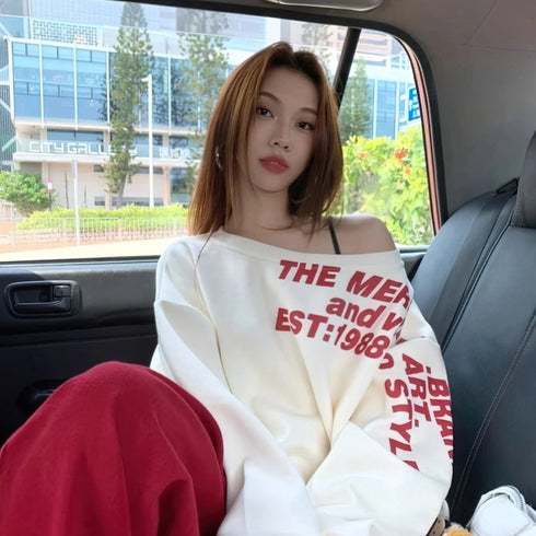 Oversized Graphic Long Sleeve T-Shirt for Women
