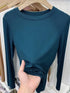 Slim Fit O-Neck Long Sleeve Top for Women