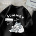 Summer Japanese Cartoon Cute Cat Funny Printed Short-sleeved T-shirt for Ladies and Boys Same Loose Casual Large-size Top