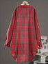 Plus Size Korean Style Plaid Long Sleeve Blouse