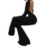 Women’s Black Flare Leg Jumpsuit with Long Sleeves