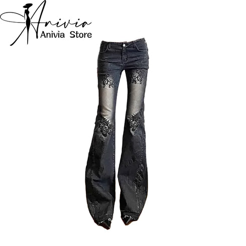 Women’s Gothic Flare Jeans in Black