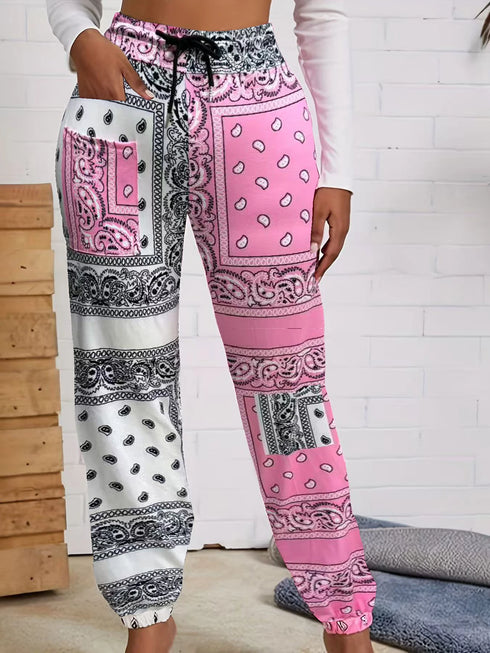Plus Size Geometric Print Ankle-Length Pants