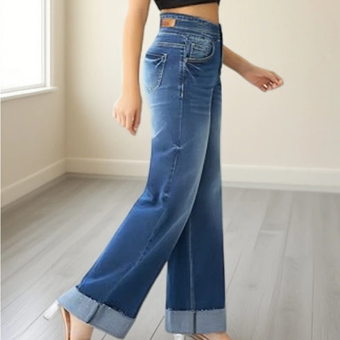High Waist Wide Leg Denim Pants for Women