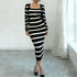 Women's 2-Piece Knit Cardigan and Striped Dress Set