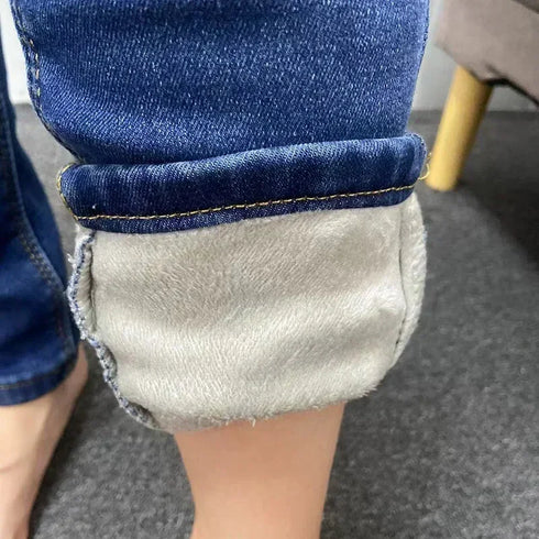 High Waist Thermal Denim Jeans for Women