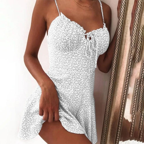 Women’s Floral Print Spaghetti Strap Mini Dress