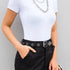 Casual Black and White Short Sleeve Bodysuit for Women