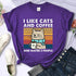 Cute Cat & Coffee Graphic Tee for Women