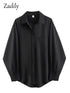 Zadily Minimalist Full Sleeve Oversize Black Women Basic Shirt Button Up Loose Woman Tuic Blouses 2025 Autumn Female Long Tops