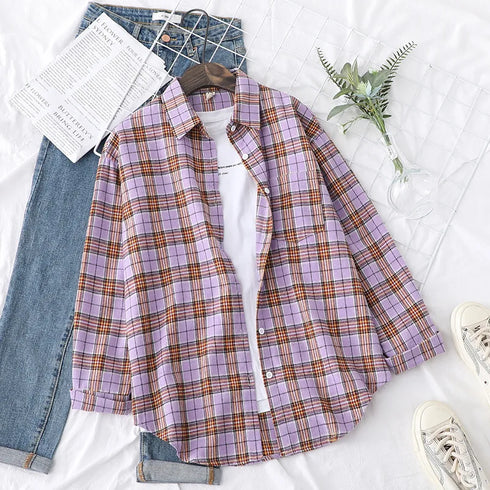 Casual Women's Flannel Plaid Shirt - Autumn Collection