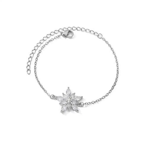 Elegant Zircon Flower Charm Bracelet for Women
