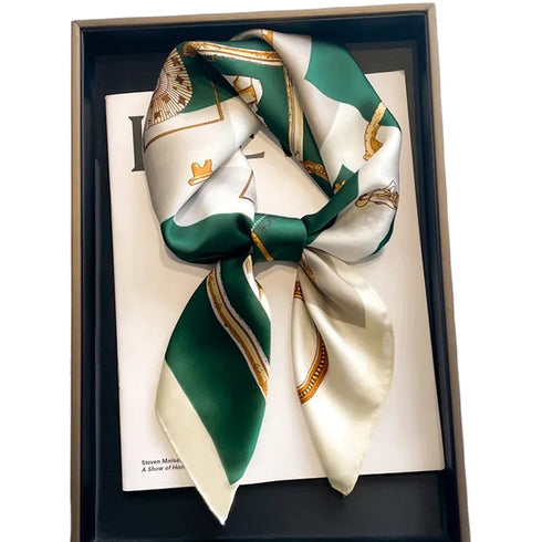 Luxury Floral Square Silk Scarf for Women