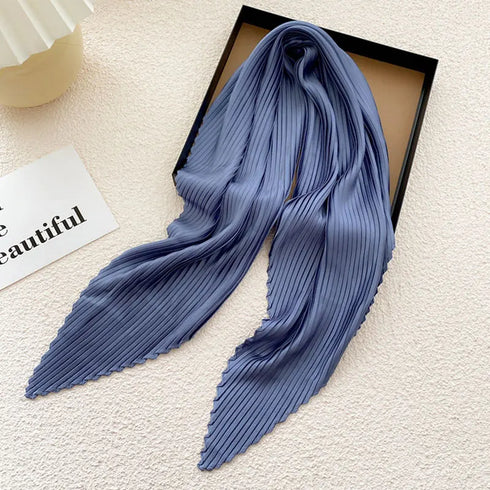 Pleated Print Silk Scarf - 70x70cm