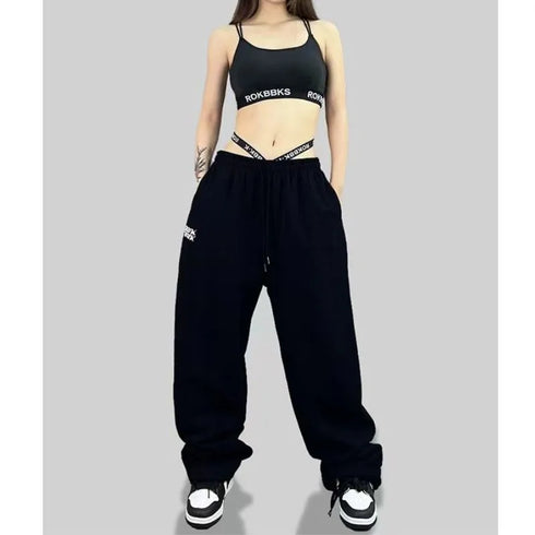 High Waist Drawstring Sports Pants for Women