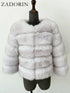 Elegant Faux Fur Coat in Black and White for Women