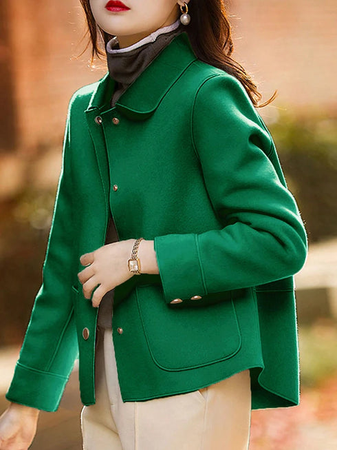 Classic Solid Woolen Coat for Women