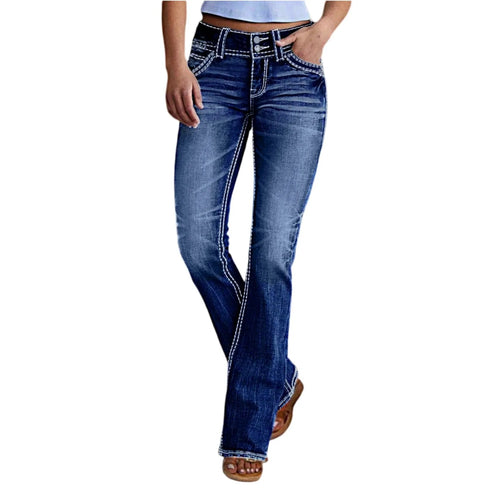 High Waist Flare Jeans for Women in Navy