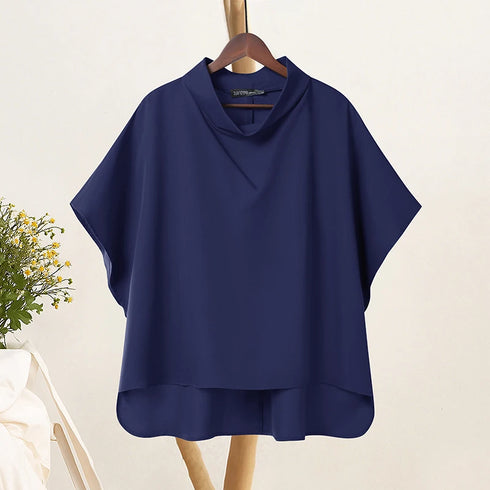 2025 ZANZEA Stylish Office Shirt Women Blouse Chic Pile Collar Half Sleeve Solid Tops Female OL Work Blusas Mujer Loose Chemise