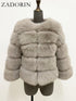 Elegant Faux Fur Coat in Black and White for Women