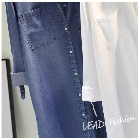 Casual Long Sleeve Blouse with Double Pockets