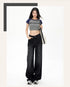 High Waist Loose Fit Black Denim Trousers for Women