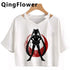 Kawaii Anime Cartoon Tee for Women - V-Neck Short Sleeve Top