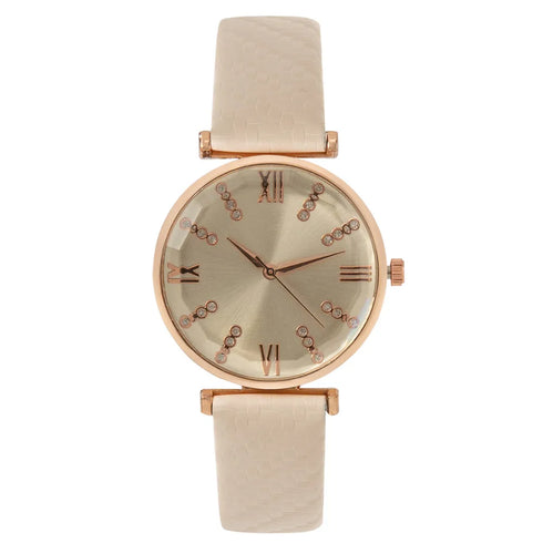 Luxury Ladies Diamond Roman Design Quartz Watch - Green Strap