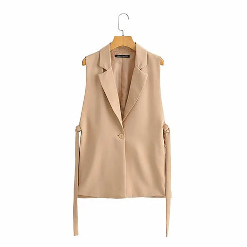 Chic Vintage Women's Sleeveless One-Button Waistcoat