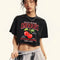Women's Cotton Crop T-Shirt with Cherry Print