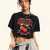 Women's Cotton Crop T-Shirt with Cherry Print